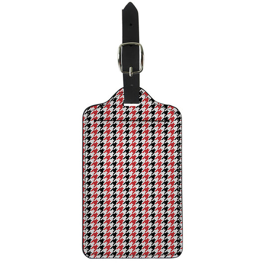 Red Black And White Houndstooth Print Luggage Tag