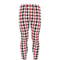Red Black And White Houndstooth Print Men's Leggings
