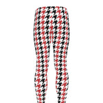 Red Black And White Houndstooth Print Men's leggings