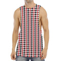 Red Black And White Houndstooth Print Men's Muscle Tank Top