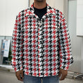 Red Black And White Houndstooth Print Men's Shirt Jacket
