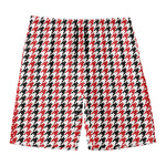 Red Black And White Houndstooth Print Men's Swim Trunks