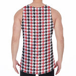 Red Black And White Houndstooth Print Men's Velvet Tank Top