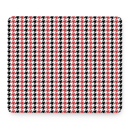 Red Black And White Houndstooth Print Mouse Pad