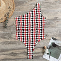 Red Black And White Houndstooth Print One Shoulder Bodysuit