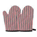 Red Black And White Houndstooth Print Oven Mitts