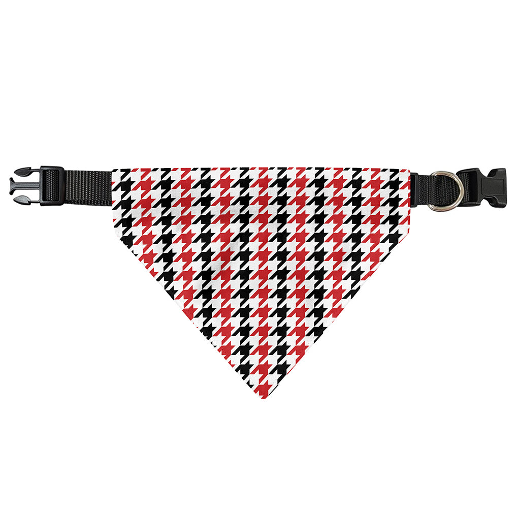 Red Black And White Houndstooth Print Over The Collar Dog Bandana