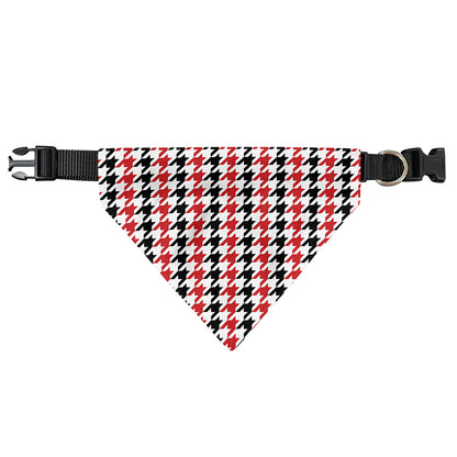 Red Black And White Houndstooth Print Over The Collar Dog Bandana
