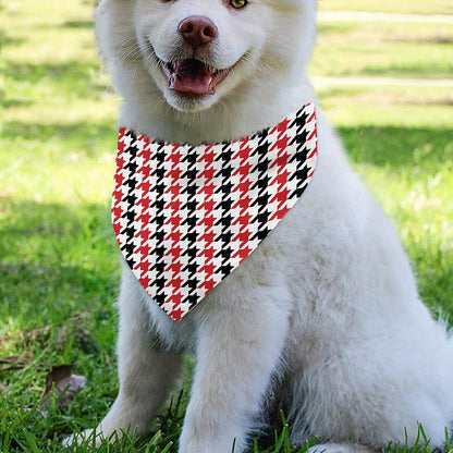 Red Black And White Houndstooth Print Over The Collar Dog Bandana