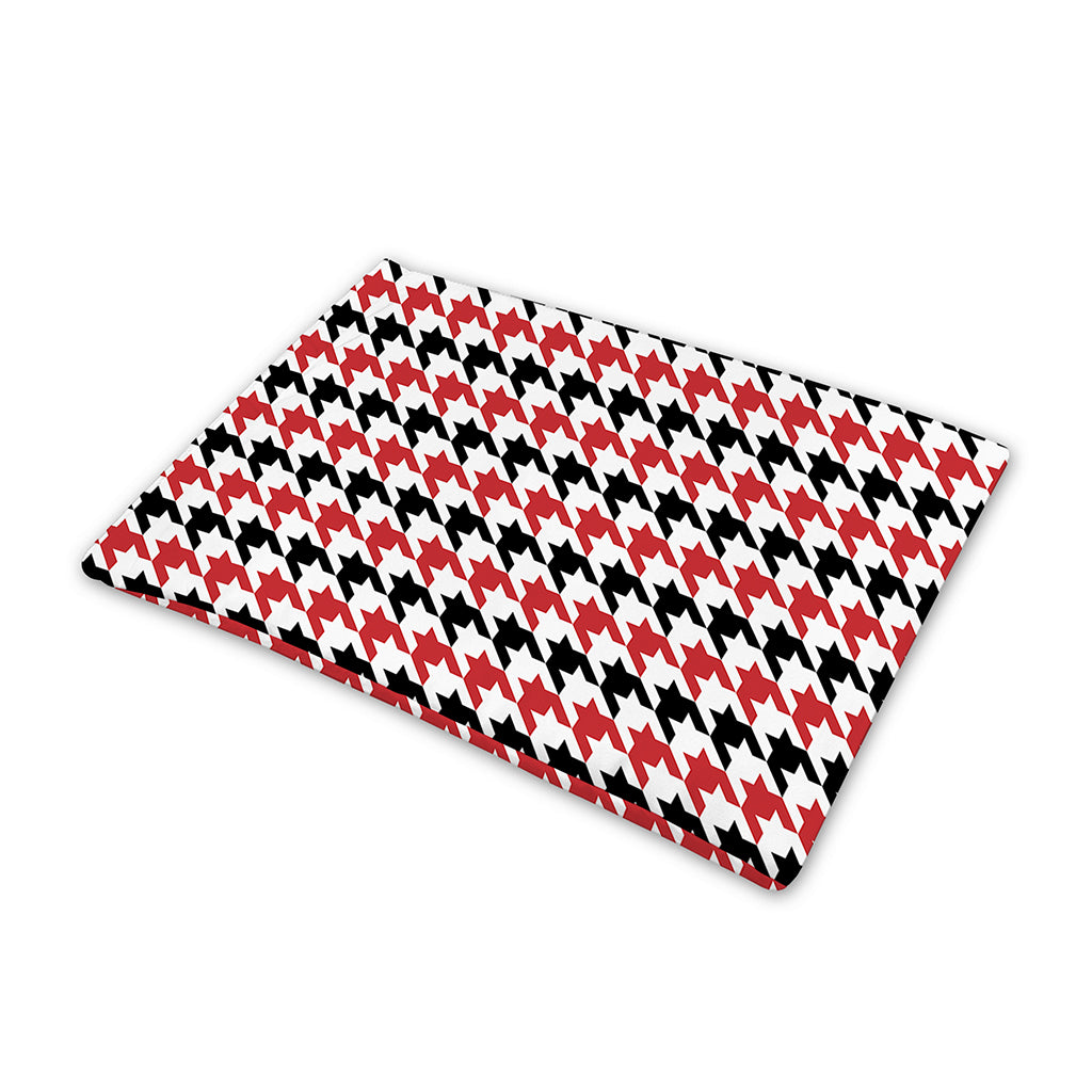 Red Black And White Houndstooth Print Pet Cooling Mat Cover