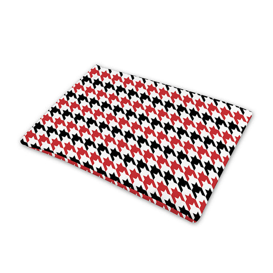 Red Black And White Houndstooth Print Pet Cooling Mat Cover