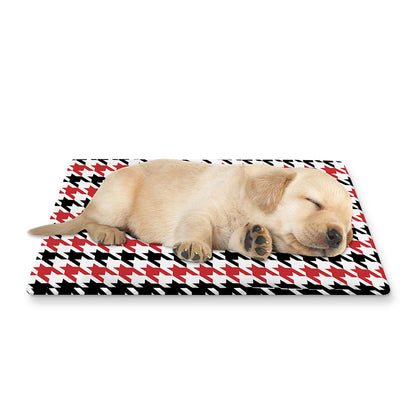 Red Black And White Houndstooth Print Pet Cooling Mat Cover
