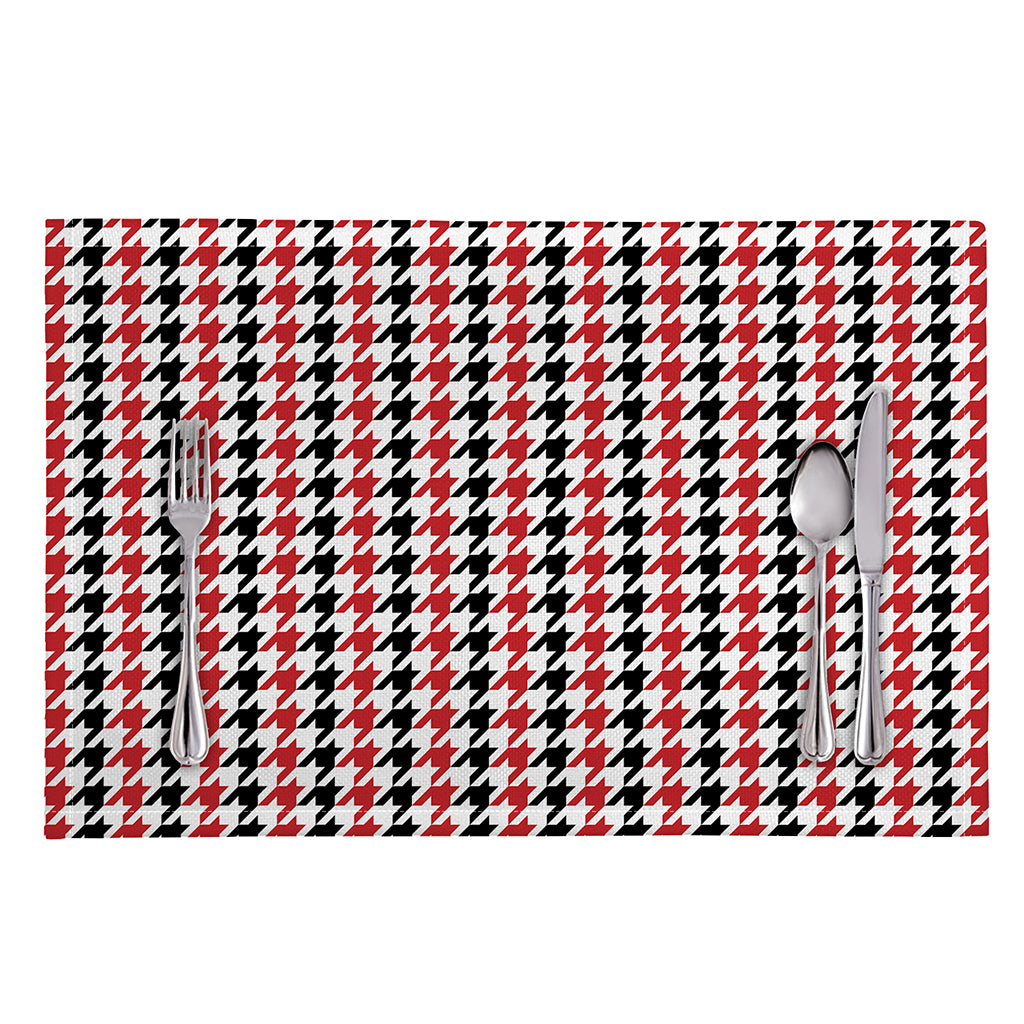 Red Black And White Houndstooth Print Placemat