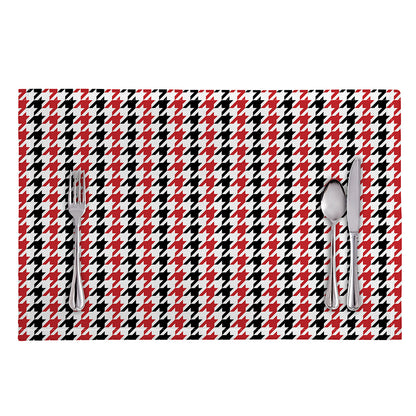 Red Black And White Houndstooth Print Placemat