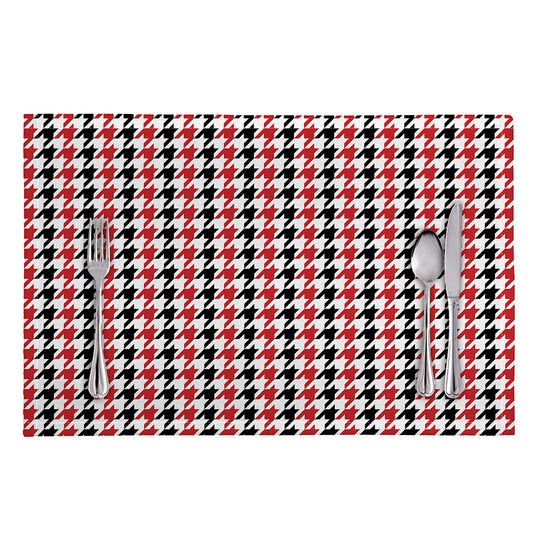 Red Black And White Houndstooth Print Placemat