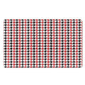 Red Black And White Houndstooth Print Polyester Doormat