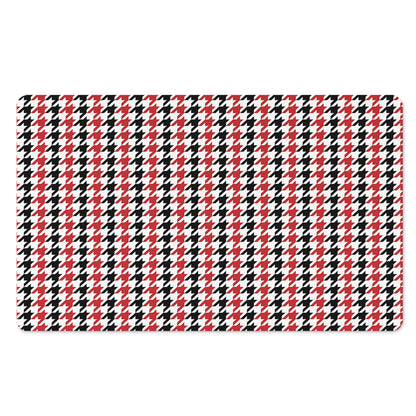 Red Black And White Houndstooth Print Polyester Doormat