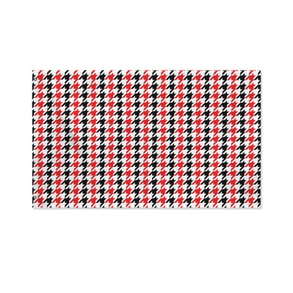 Red Black And White Houndstooth Print Polyester Flag