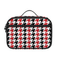 Red Black And White Houndstooth Print Portable Lunch Bag