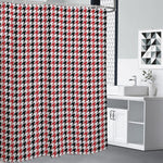 Red Black And White Houndstooth Print Premium Shower Curtain