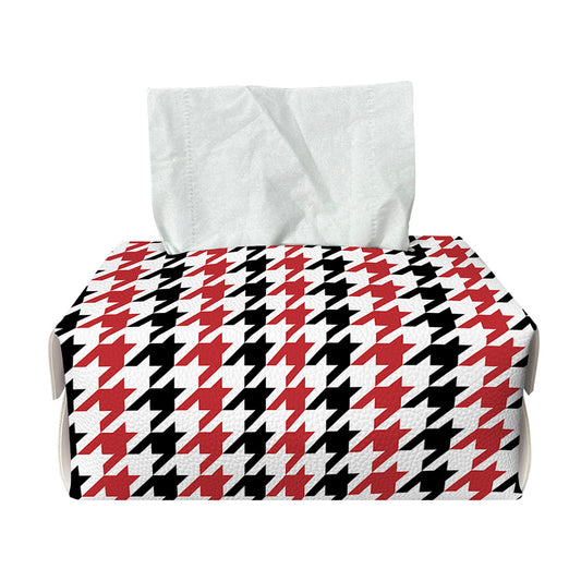 Red Black And White Houndstooth Print Rectangle Tissue Box Cover