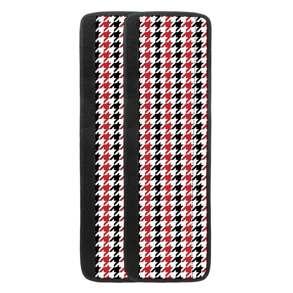 Red Black And White Houndstooth Print Refrigerator Handle Covers