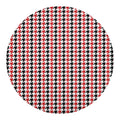 Red Black And White Houndstooth Print Round Blanket