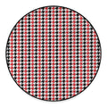 Red Black And White Houndstooth Print Round Floor Mat