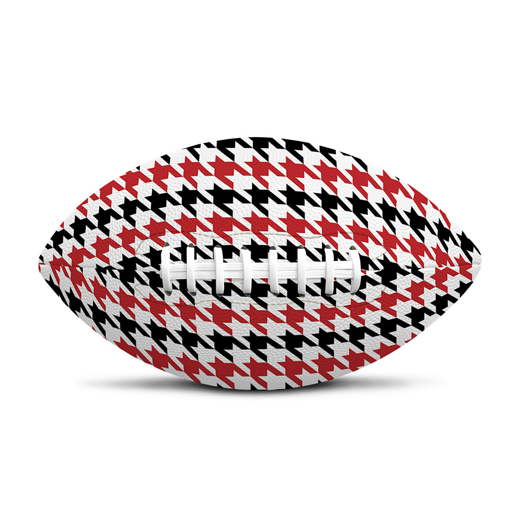 Red Black And White Houndstooth Print Rugby Ball