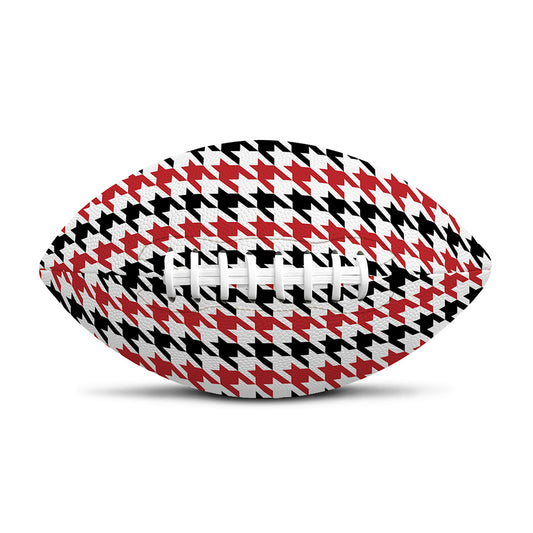 Red Black And White Houndstooth Print Rugby Ball