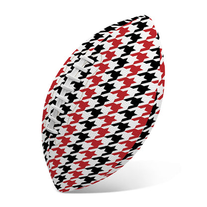 Red Black And White Houndstooth Print Rugby Ball