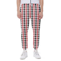 Red Black And White Houndstooth Print Joggers
