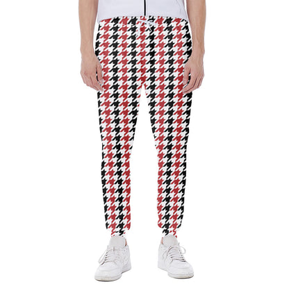 Red Black And White Houndstooth Print Scuba Joggers
