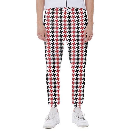 Red Black And White Houndstooth Print Scuba Joggers