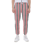 Red Black And White Houndstooth Print Scuba Joggers
