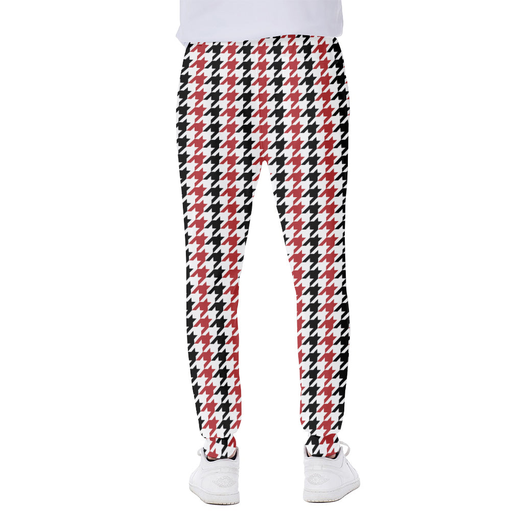 Red Black And White Houndstooth Print Scuba Joggers