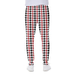 Red Black And White Houndstooth Print Scuba Joggers