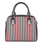 Red Black And White Houndstooth Print Shoulder Handbag