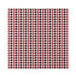 Red Black And White Houndstooth Print Silk Bandana