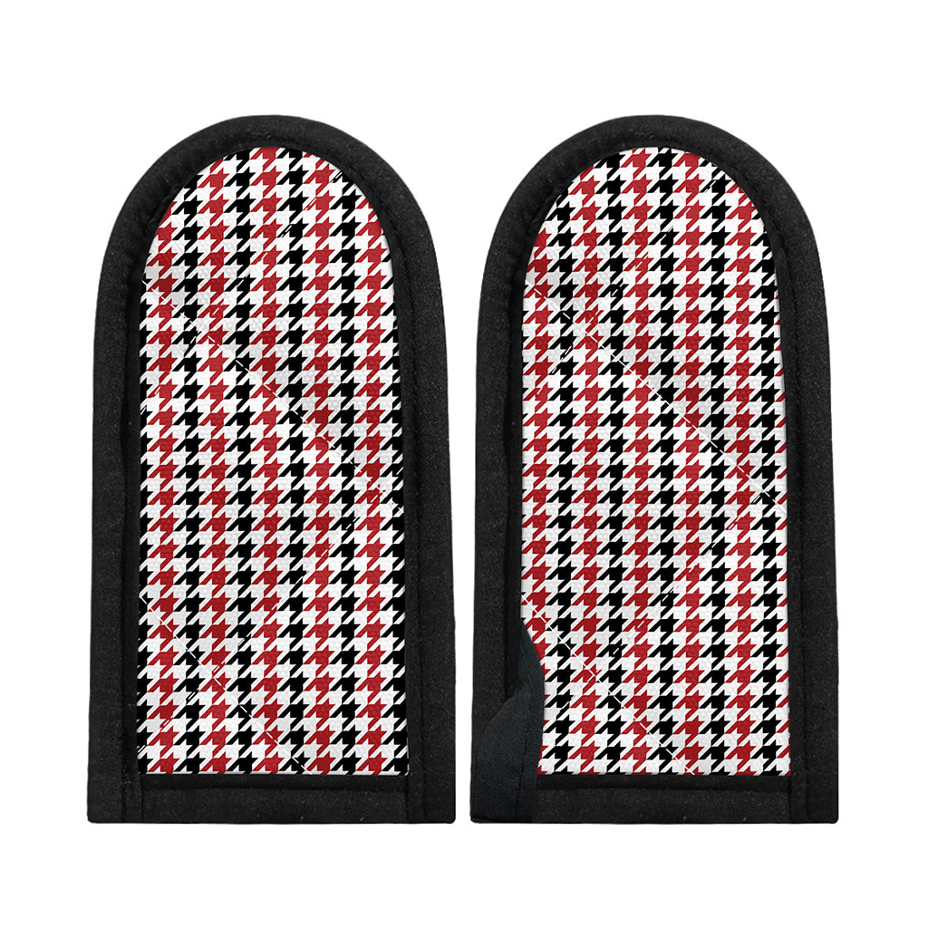 Red Black And White Houndstooth Print Skillet Handle Cover