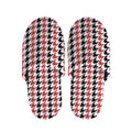 Red Black And White Houndstooth Print Slippers