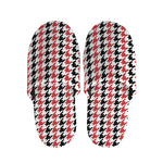 Red Black And White Houndstooth Print Slippers