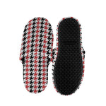 Red Black And White Houndstooth Print Slippers
