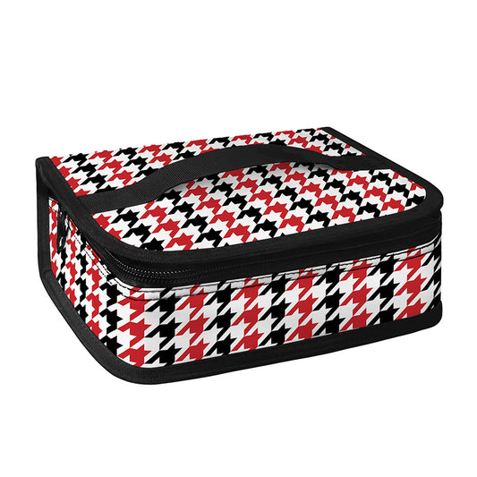 Red Black And White Houndstooth Print Small Lunch Bag