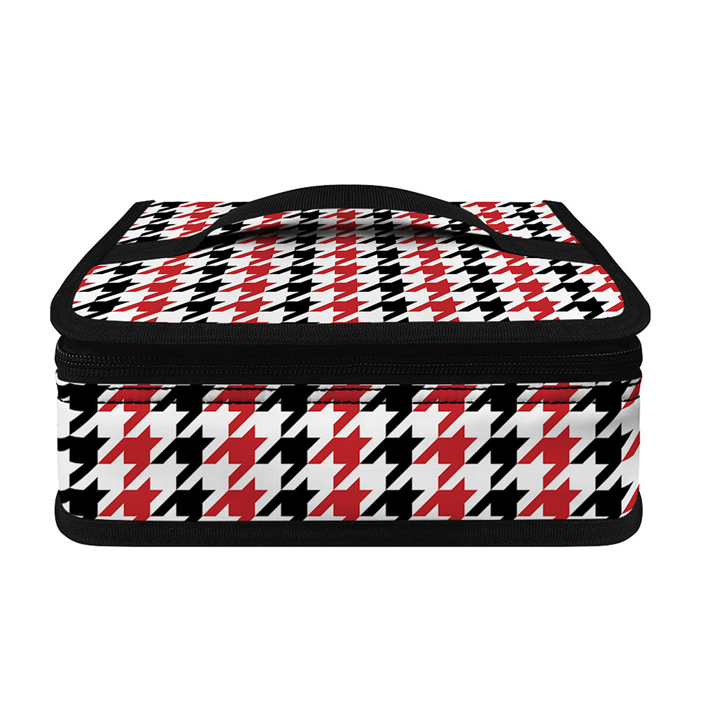 Red Black And White Houndstooth Print Small Lunch Bag