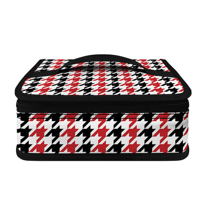 Red Black And White Houndstooth Print Small Lunch Bag