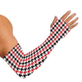 Red Black And White Houndstooth Print Sun Protection Arm Sleeves
