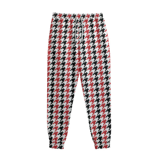 Red Black And White Houndstooth Print Sweatpants
