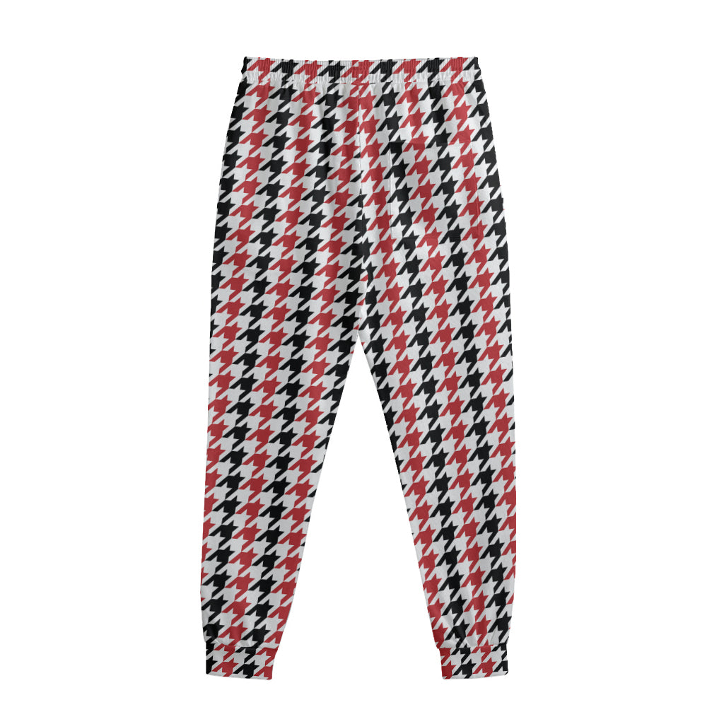 Red Black And White Houndstooth Print Sweatpants