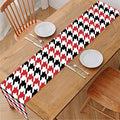 Red Black And White Houndstooth Print Table Runner